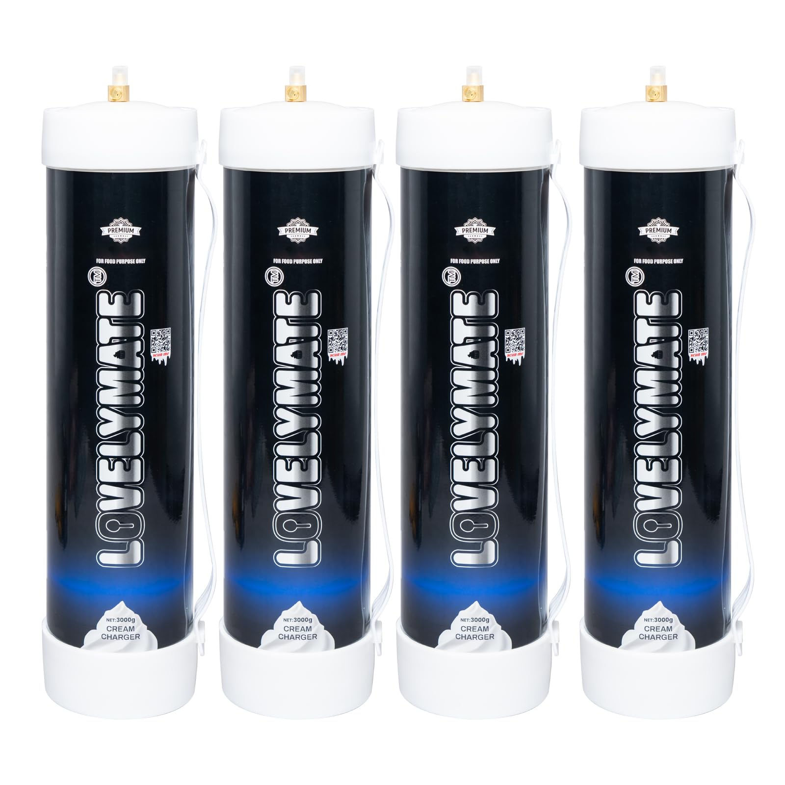 Lovemate Large Whipped Cream Chargers 4.4l - 3000g Tanks Food Grade Kitchen Tools (3000g - 4pieces)