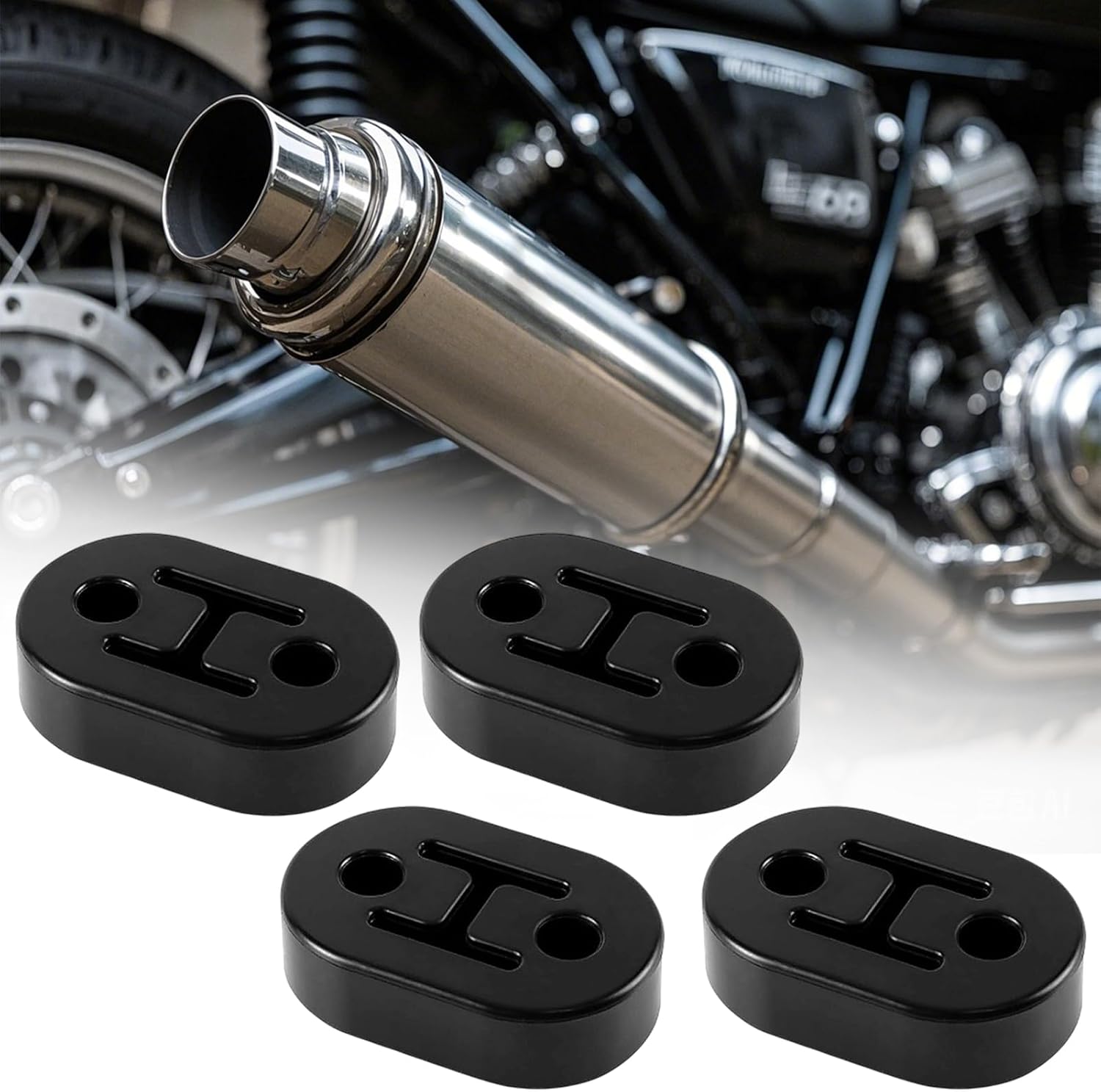 Rubber Exhaust Hangers - 4 Pieces Shock-Absorbing Brackets for Cars | Double-Hole Anti-Scratch Design, Automotive Accessories for Maintenance, Repairing, Replacement of Exhaust System Componen