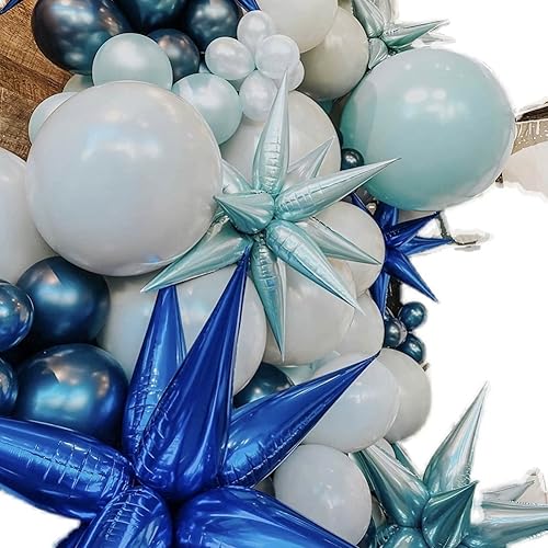 Miniatura 2 de Globos de estrella azul, 40 globos de estrella gruesos, globos metálicos de aluminio de explosión de estrella de 28 pulgadas para cumpleaños,