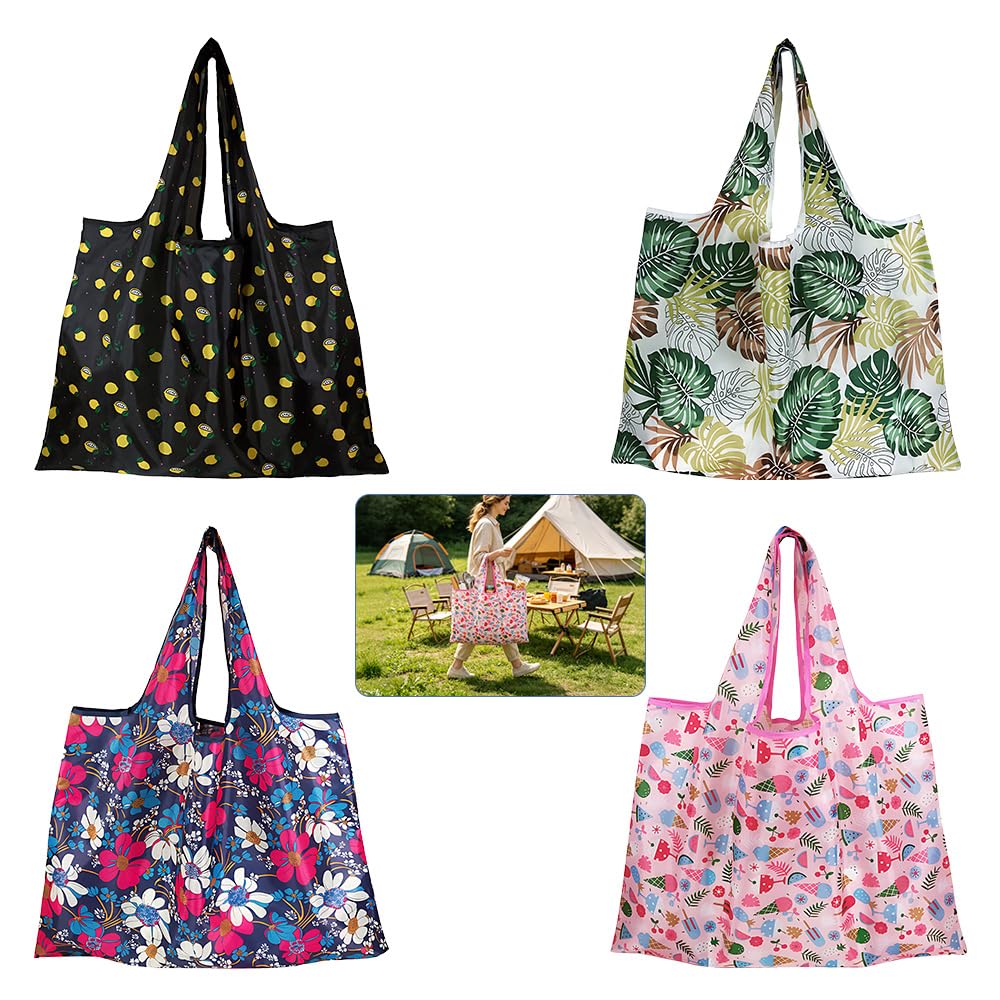 HLIWS 4Pcs Reusable Shopping Bags,Suitable for shopping and camping