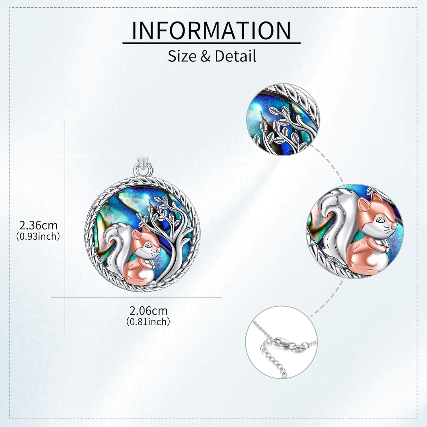 Squirrel Necklace 925 Sterling Silver Tree of Life Pendant with Abalone Squirrel Jewelry Gift for Women - Image 4