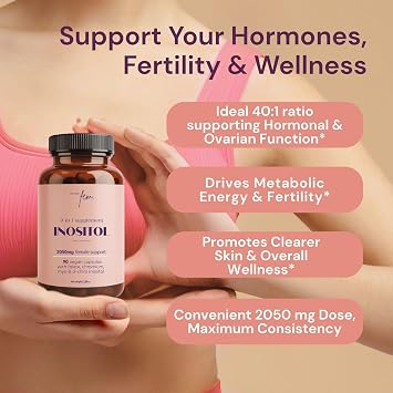 QSTA Myo-Inositol & D-Chiro Inositol Supplement for Women 2050mg (40:1 Ratio) 9-in-1 Hormonal Balance & Metabolic Support with Folate, Vitamin B6, B12, D3, Zinc & Chromium. 90 Myo Inositol Capsules
