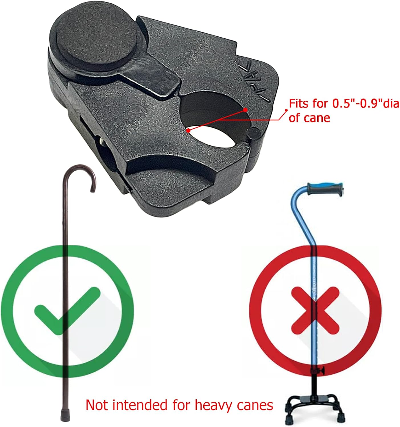 Walking Cane Holder Clip - Fits 0.5"-0.9" Dia Cane Only, Crutch Bracket for Desk/Table/Counter image 2