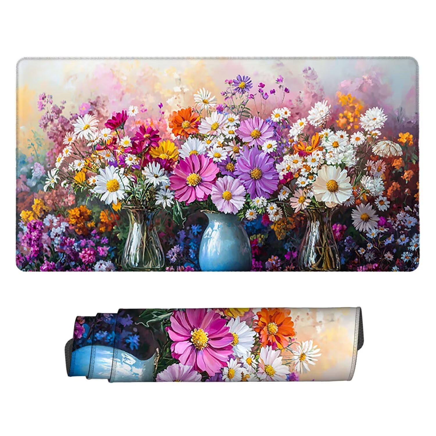 Podkładka pod mysz do gier, 1600 x 800 mm, XXL, duża gamingowa podkładka pod mysz, wodoodporna podkładka pod mysz, długa podkładka na biurko z przeszytymi krawędziami, mata na biurko z gumową podstawą