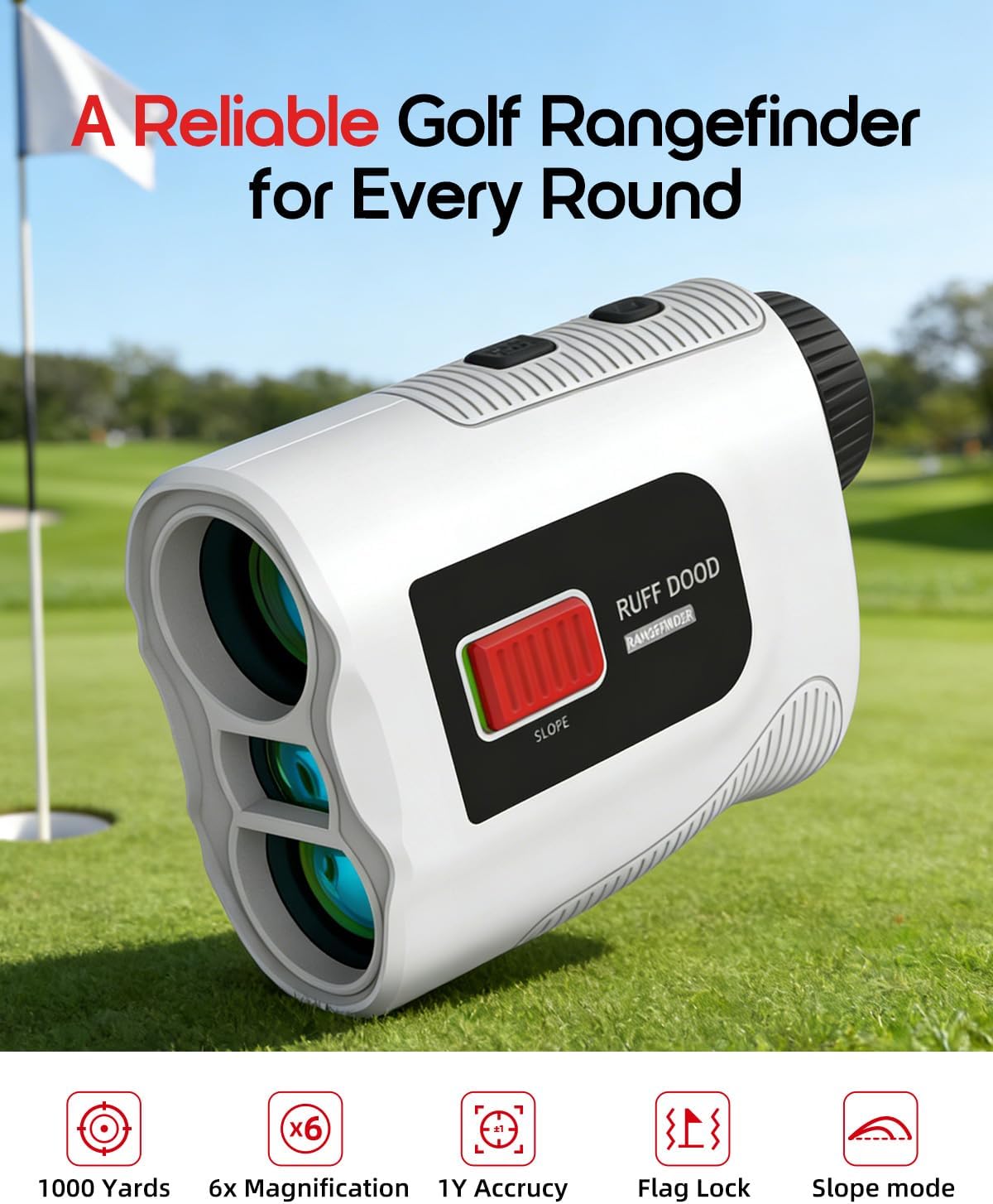 Golf Rangefinder with Slope, 1000 Yard Laser Rangefinder, Flag Lock & Vibration, Magnetic Mount, USB-C Rechargeable Golf Range Finder for Accurate Distance Measuring
