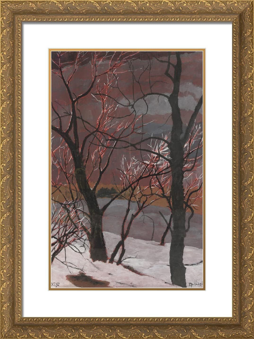 ArtDirect Spilliaert, Leon 18x24 Gold Ornate Framed Art Print with Double Matting Titled: Trees III