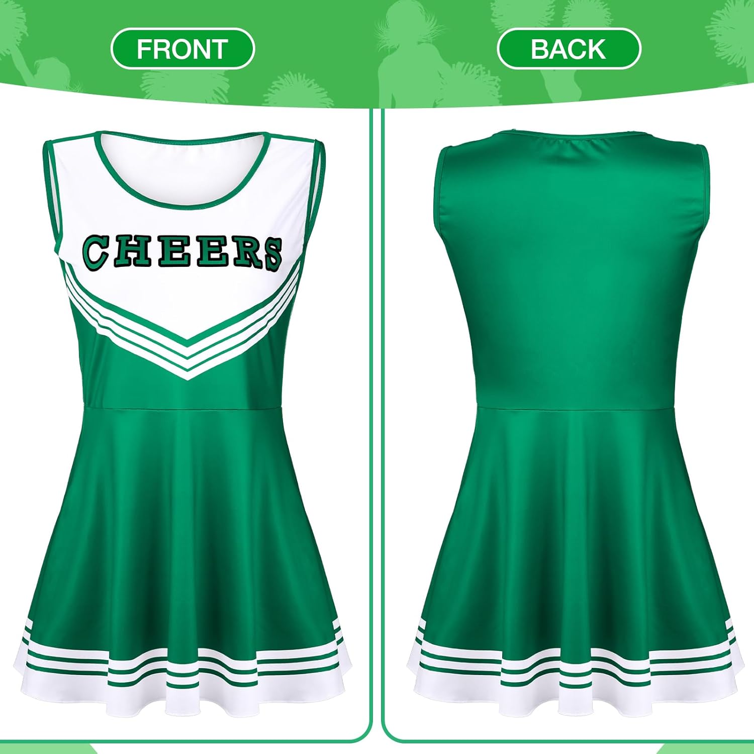 SATINIOR 4 Pcs Cheerleader Costumes for Women Adults Cheer Uniform Outfit for 2025 Halloween - Image 4