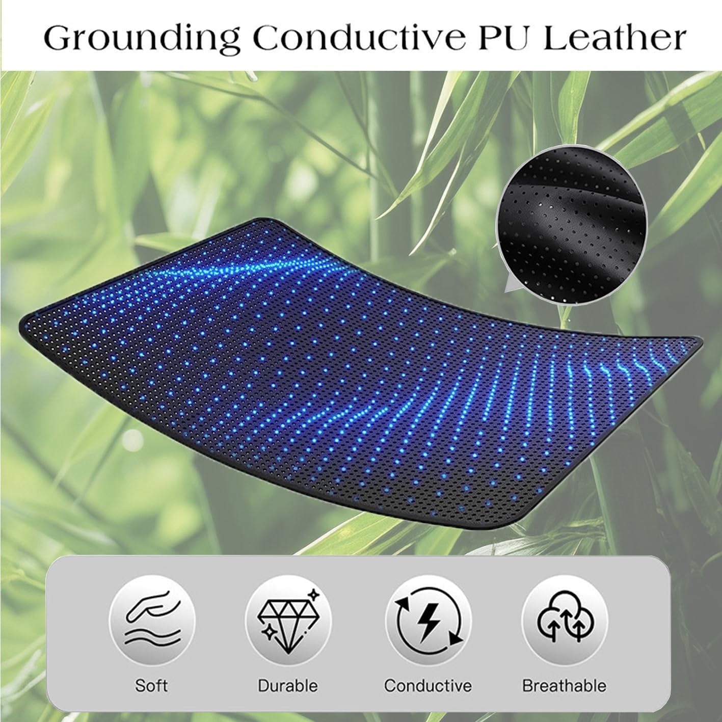 Grounding Mat for Bed - Grounding Pad for Sleep,Anti-Slip PU Leather Grounded Mat with Grounding Cord for Stress Relief,Tear-Resistant PU Leather Grounding Mattress with Cord (27 * 73inch)