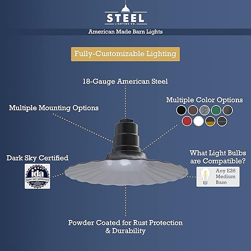 Miniatura 3 de Steel Lighting Co. Colgante Eagle Rock  Lámpara montada en el techo  Onda radial de 16 pulgadas  Montaje empotrado  Acero resistente estilo de