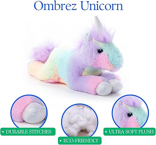 Miniatura 6 de The Petting Zoo Peluche de unicornio, animales Ombrez, unicornio arco iris, 12 pulgadas