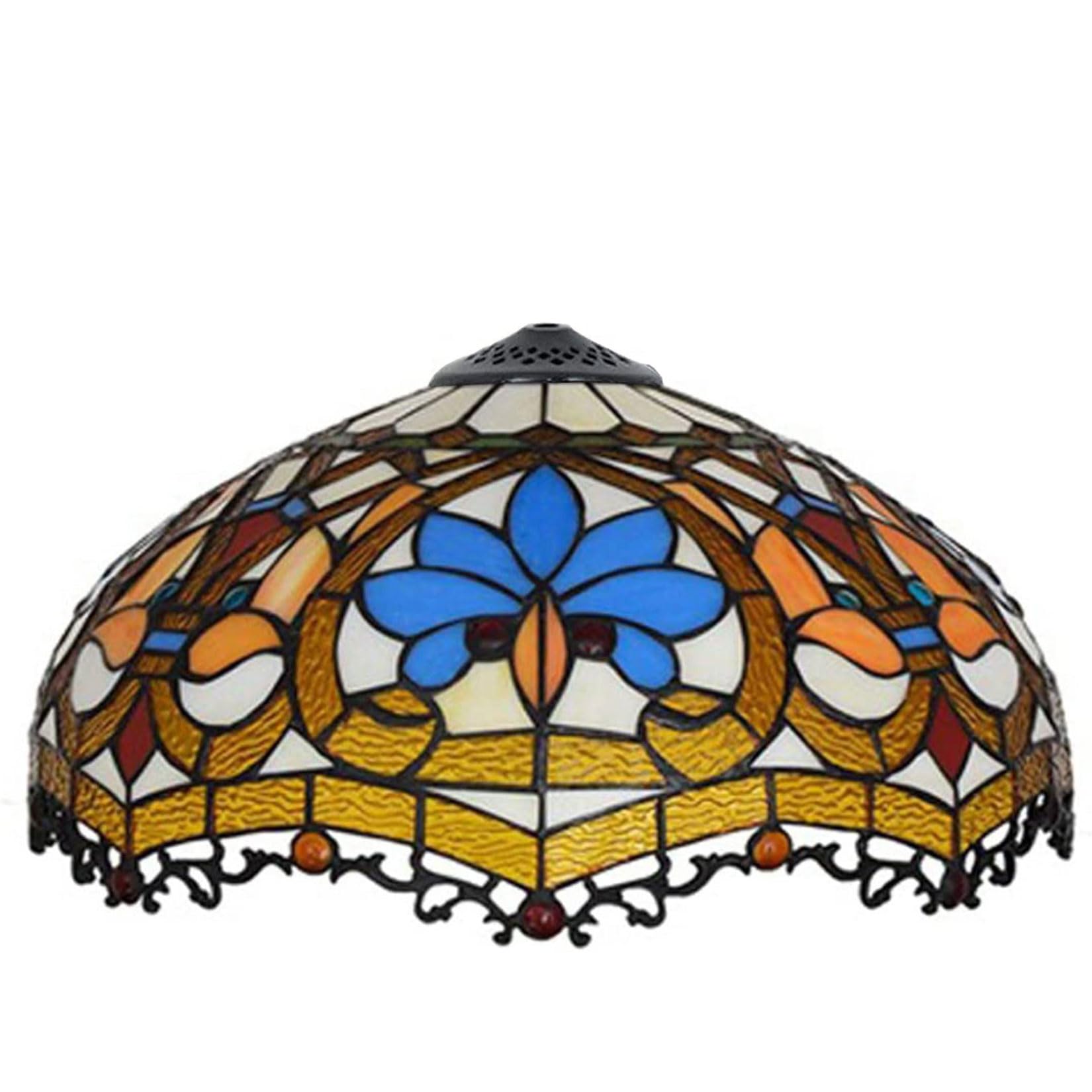 Zamiennik klosza lampy Tiffany, 40 x 23 cm, witraż, tylko z nasadką, pasuje do lampy stołowej, lampy podłogowej, lampy wiszącej, lampy sufitowej, lampy domowej, kwiatu wiśni, baroku 2