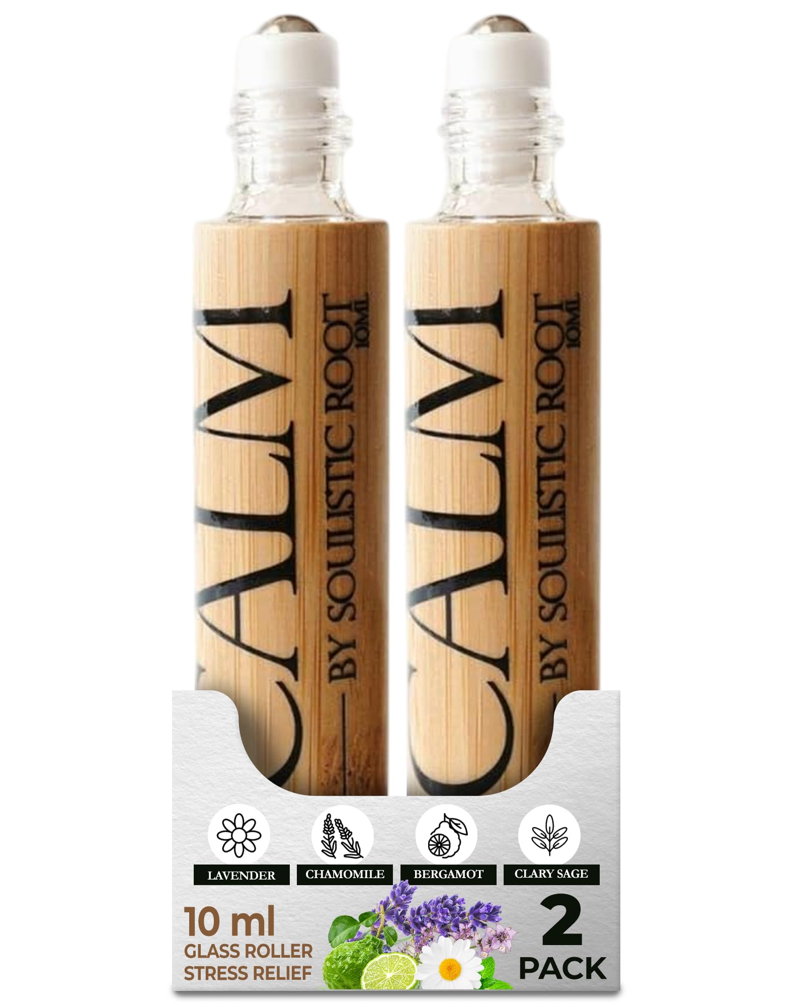 Soulistic Root Calm Essential Oil Roller, Calm Essential Oil Roll On Blend, 10ml Glass Roller- Stress Relief, Essential Oil Blends, Aromatherapy Self Care Products for Women