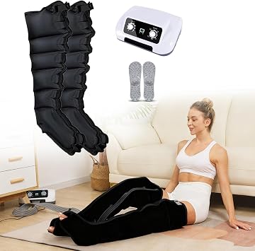 6 Cavity Electric Air Compression Massager Machine, Home Pressure Therapy Compression Boots, Lymphatic Drainage Massager Legs, Full Body Waist Arm Leg Relax Instrument for Circulation