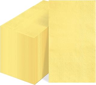 100 Pcs 2-Ply Yellow Napkins Paper Napkins Disposable Guest Hand Towels for Bathroom Dinner Wedding Baby Shower Party Guest Bathroom Napkins