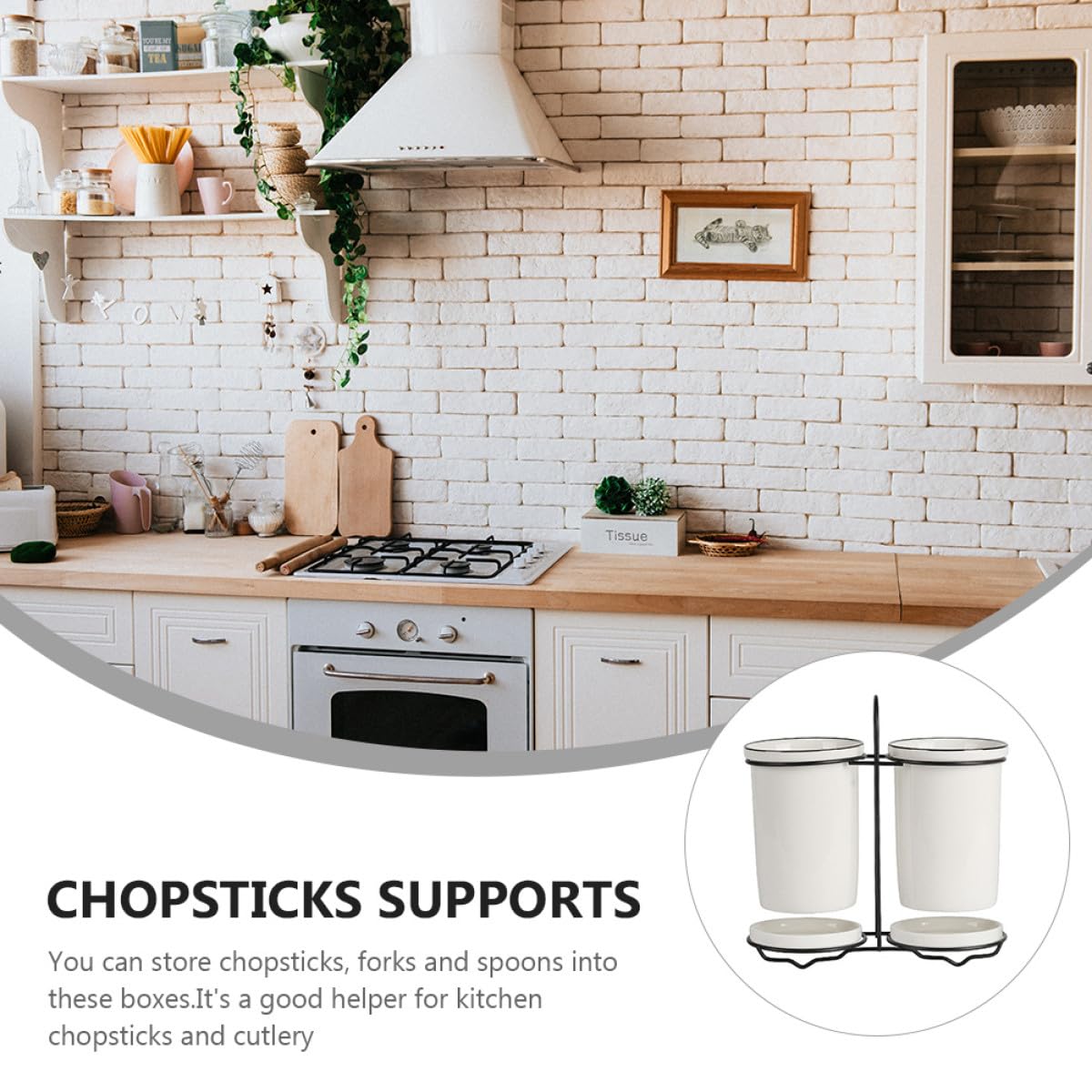 NUOBESTY Support de Baguettes en Céramique Blanc, 1 Set, Cuisine
