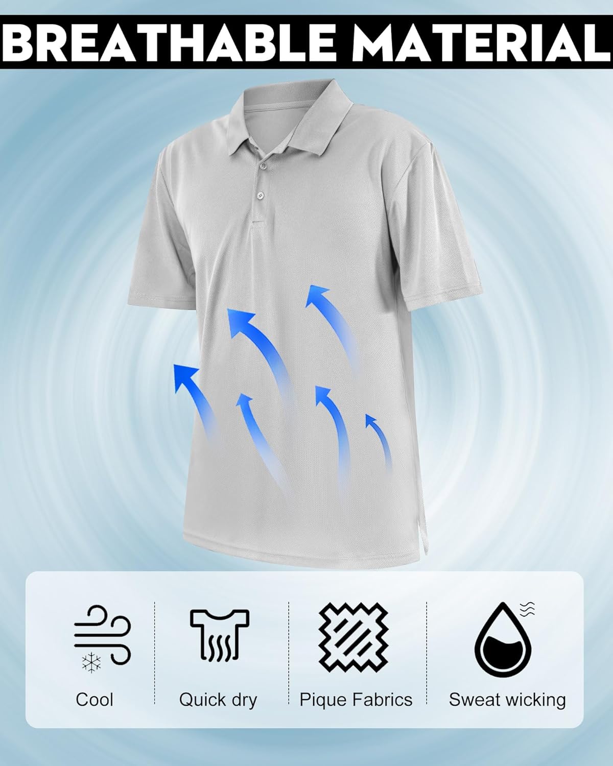 Chuarry 8 Pack Golf Shirt for Man Quick Dry Short Sleeve Casual Collared Athletic Perfomance T-Shirt