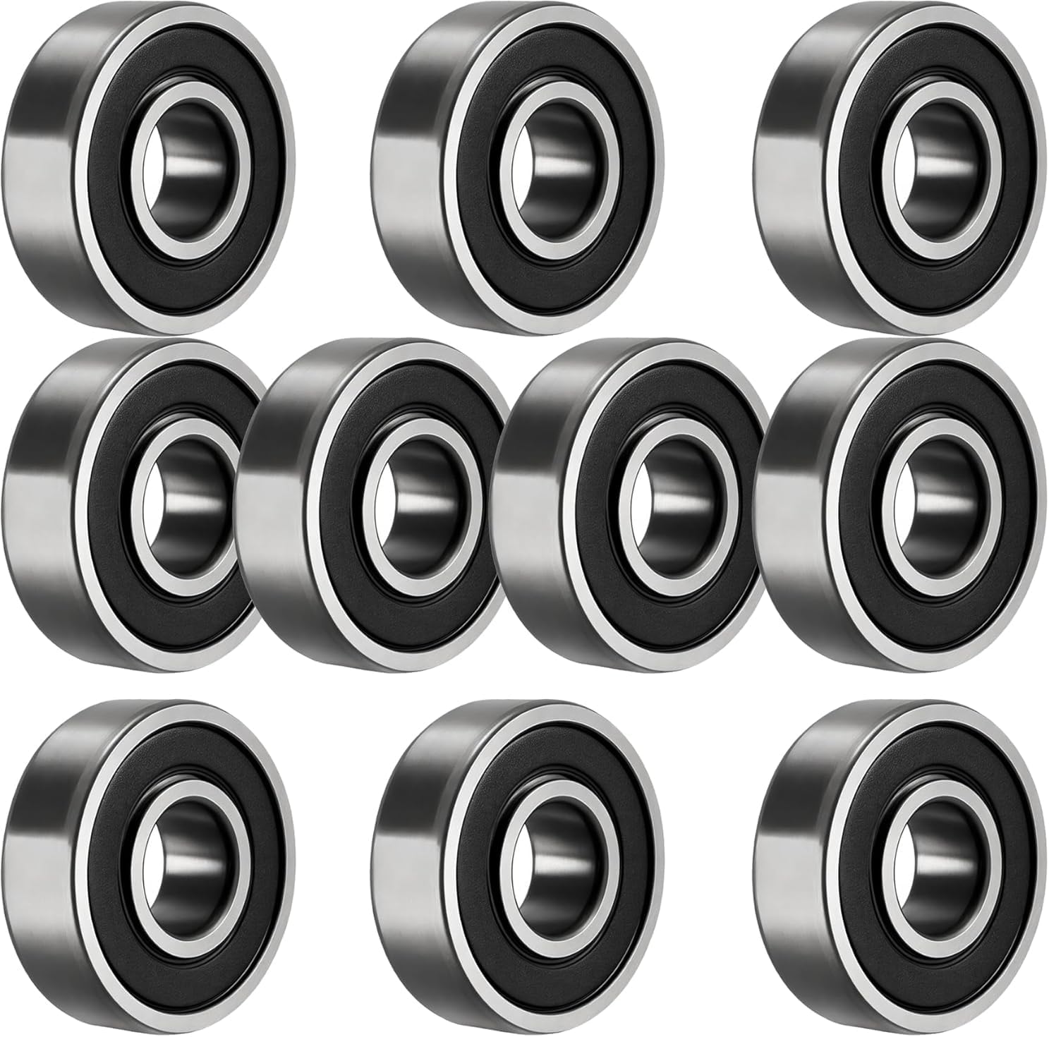 10PCS 6201-2RS Sealed Ball Bearings 12x32x10mm Pre-lubricated/Chrome Steel/Rubber Double Sealed, 6201RS Deep Groove Ball Bearings