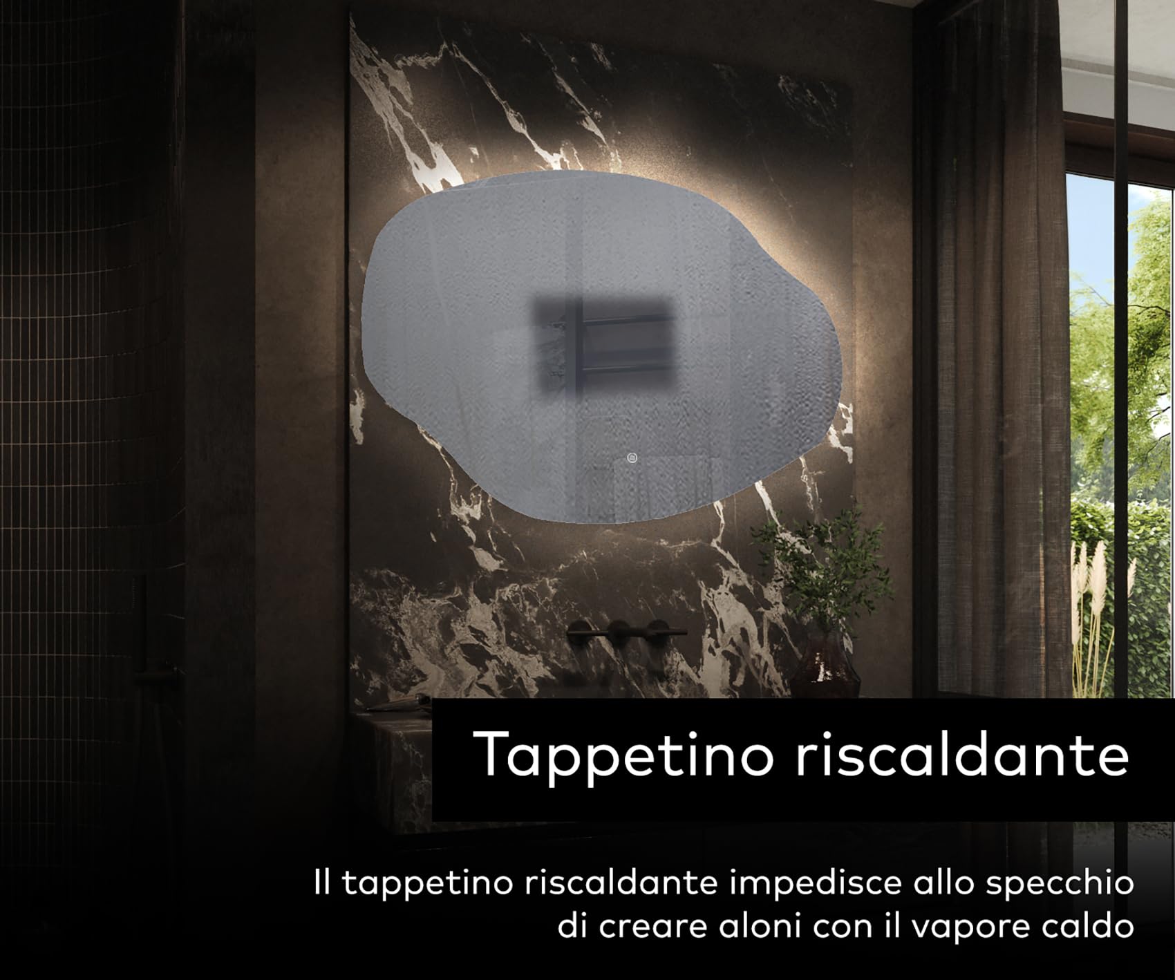 A ARTFORMA decorativi Specchio LED da parete forme particolari 114x74 cm | su Misura | moderno specchi con illuminazione, retroilluminato | OBK221