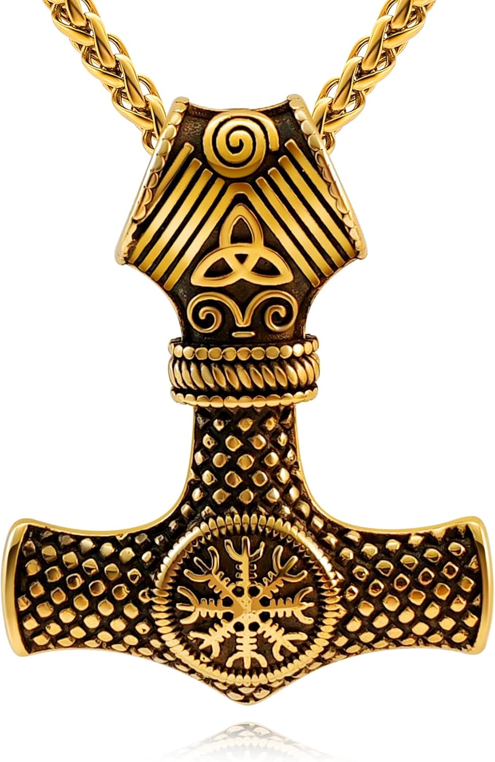 Thor Hammer Necklace for Men, 18K GoldBlack Palestine Ubuy