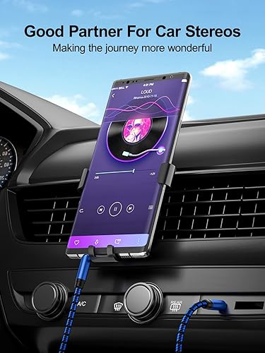 Miniatura 4 de Cable auxiliar de 4 pies, cable auxiliar de audio de 0.138 in para automóvil, cable de audio trenzado de nailon de 0.138 in macho a macho,