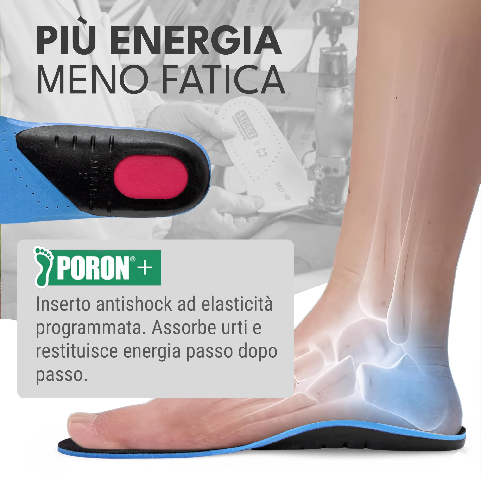 Saluber Active 480 Multisport Solette Sportive Ammortizzanti - Plantare Anatomico in Poron e Alcantara con Inserto Antishock - per Running, Padel, Uso Quotidiano (45)