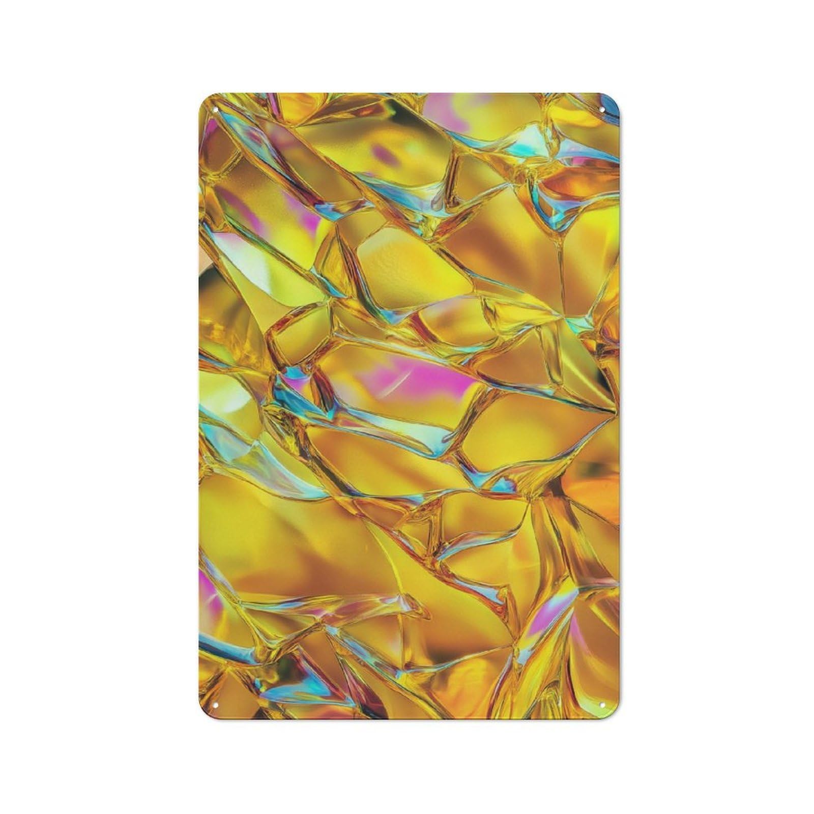 Jubonexis Organic Pattern Golden Yellow And Deep Amber Tin Metal Signs Wall Art Decorations for Bar Pub Club Cafe Room Farmhouse White 30x20cm
