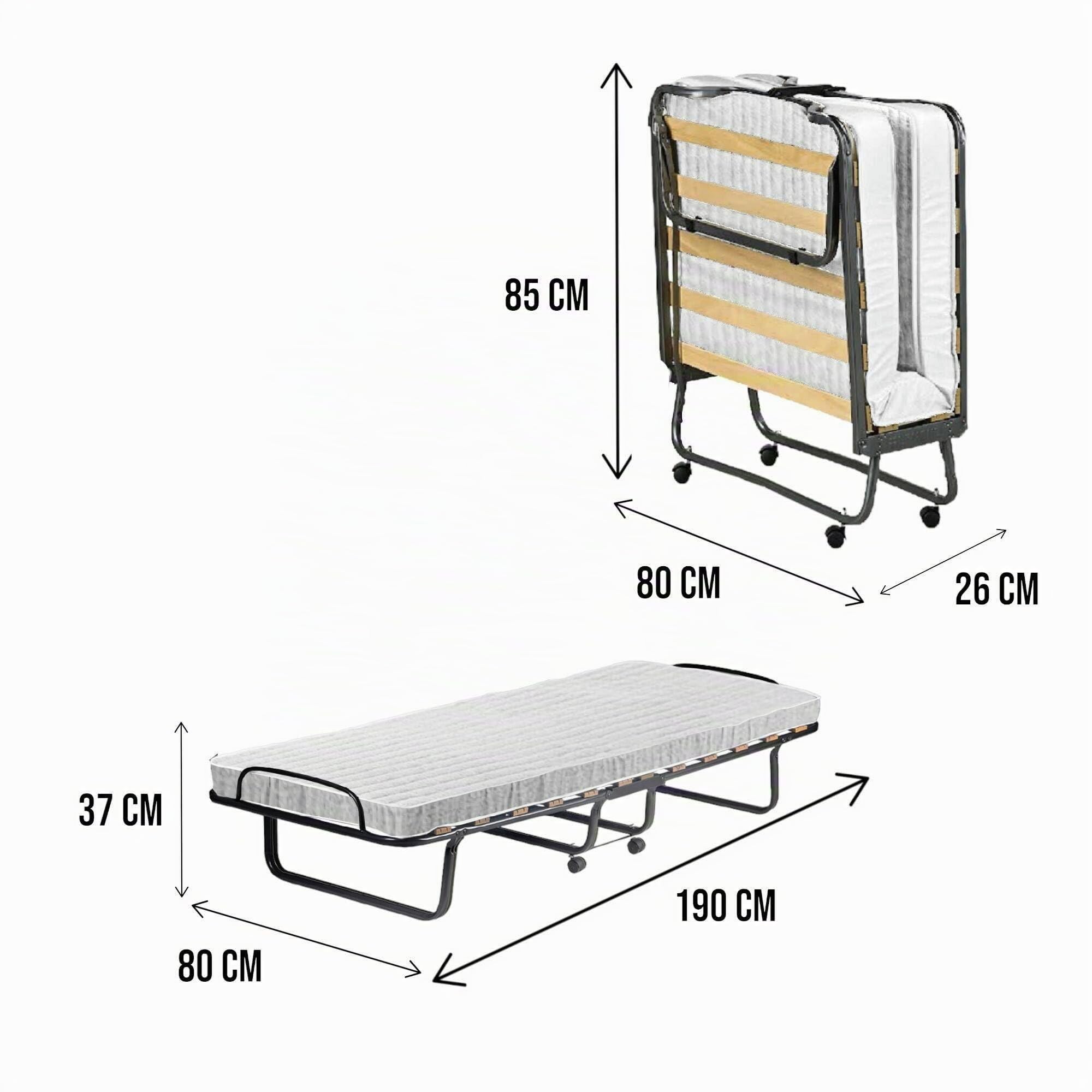 Talamo Italia - Lit Pliant Deva, Lit de Camp à 12 Lattes, Matelas Inclus, Lit bébé Peu encombrant, 100% Made in Italy, 80x190h37 cm