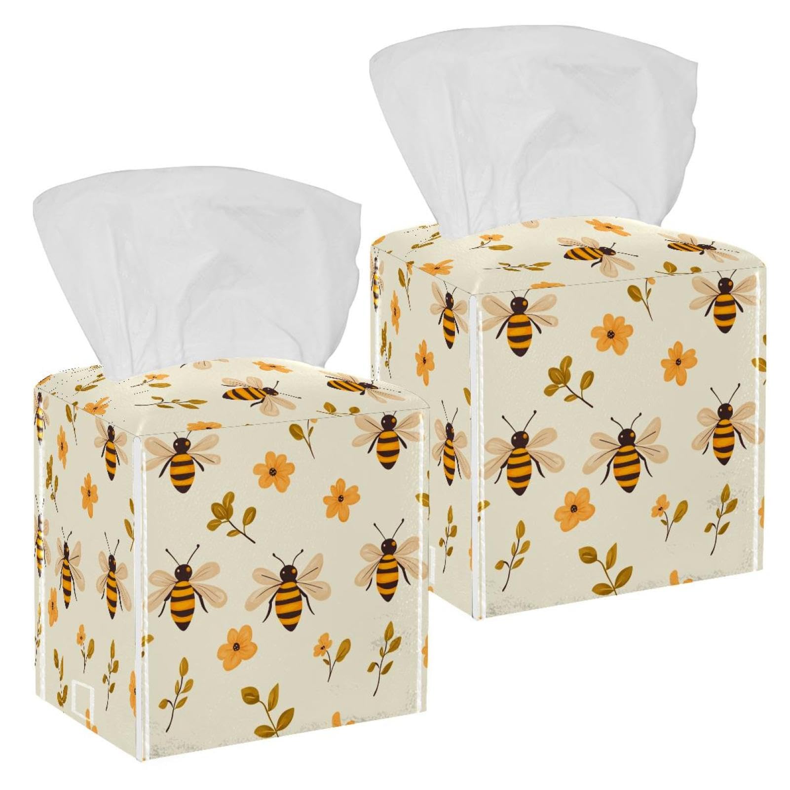 Boîte à mouchoirs pour voiture et salle de bain en cuir chic motif abeille