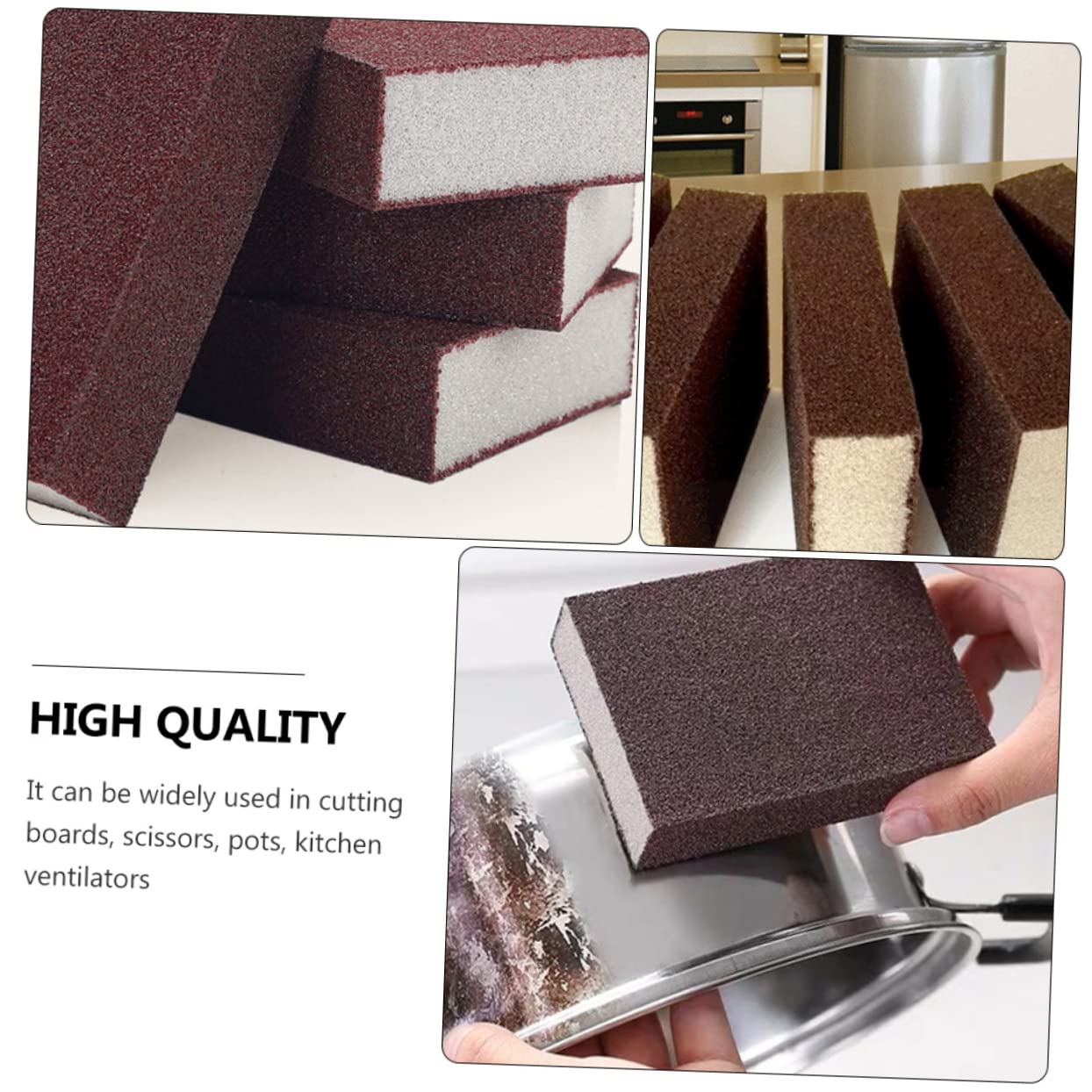 12 Esponjas De Lijado De Arena De Esmeril, Bloque De Limpieza para Ollas y Utensilios, Esponja Nano Abrasiva Marrón Rojizo 10x7x2.5 Cm para Limpieza De Cocina y Eliminación De Óxido