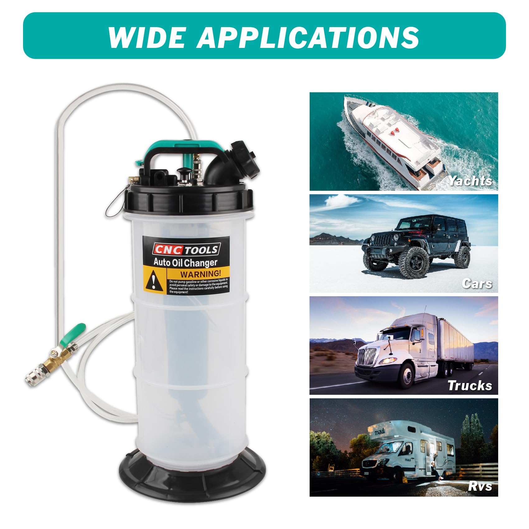 5,3 L Bomba de succión Aceite Motor Aspirador oleo, Bomba Aceite extraccion Coche, Manual neumática con Juego de 15 Piezas de adaptadores, de fluidos de Aceite para líquidos de Transmisión.