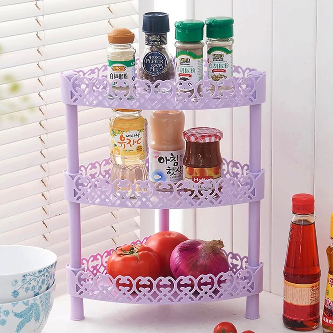 Bathroom Storage Rack 3 Layer Triangle Corner Shelf Organizer for Home Kitchen Bathroom Desktop Stand Plastic Storage
