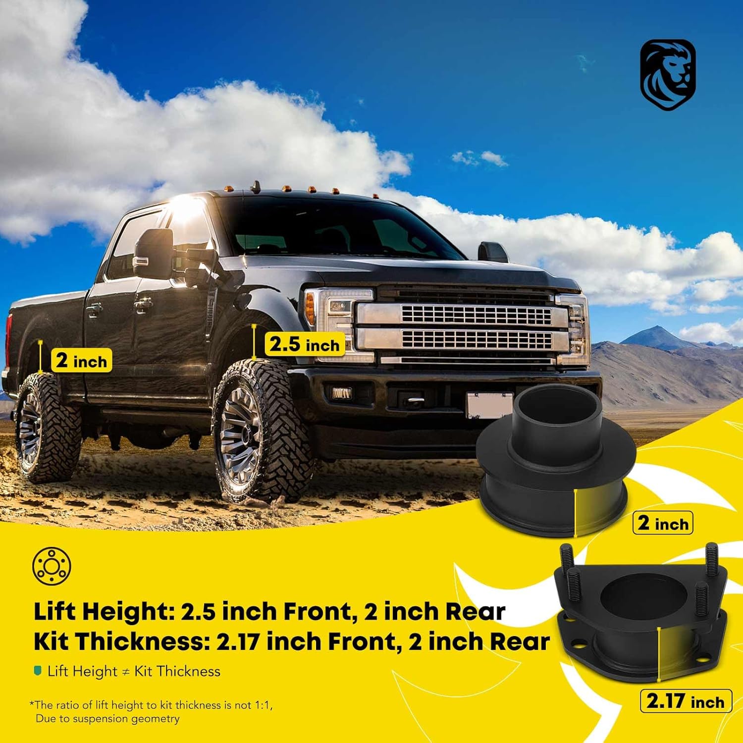 YHTAUTO 2.5 Inch Front & 2 Inch Rear Leveling Lift Kit Fits Jeep Liberty KK 2008-2012 | Raise the Front By 2.5 Inch, the Rear By 2 Inch | 4PCS Steel Strut Spacers & Spring Spacers w/Hardware Kit