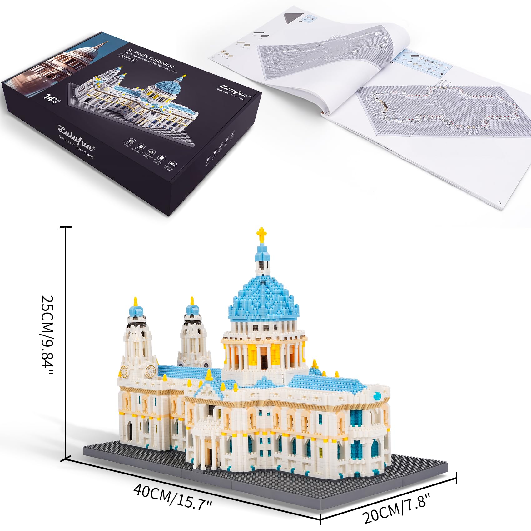 LULUFUN Kit de Bloques de construcción Modelo de la Catedral de St. Paul, Mini Bloque de Arquitectura Famosa, Juegos de Modelos de colección, Regalos de Juguetes para niños y Adultos 7053 Piezas