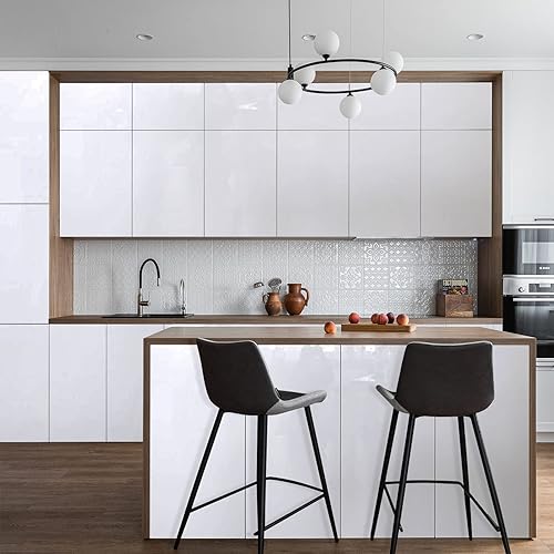 Miniatura 2 de Mecpar Papel adhesivo negro brillante de 15.8 x 78.8 pulgadas, papel tapiz negro brillante de alto brillo, autoadhesivo, extraíble, impermeable,