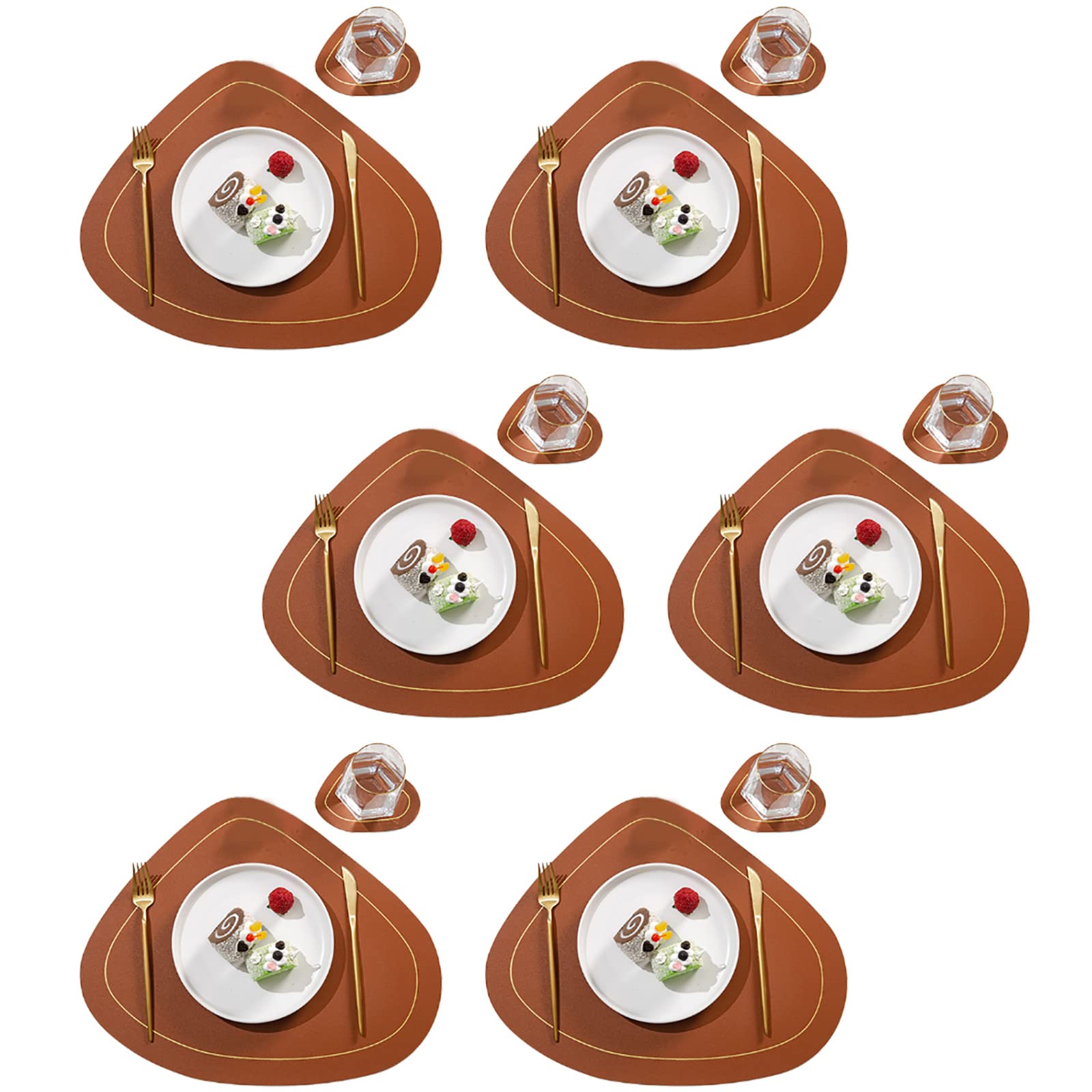 Sets de table en cuir haut de gamme finition marron pour décoration de table soignée