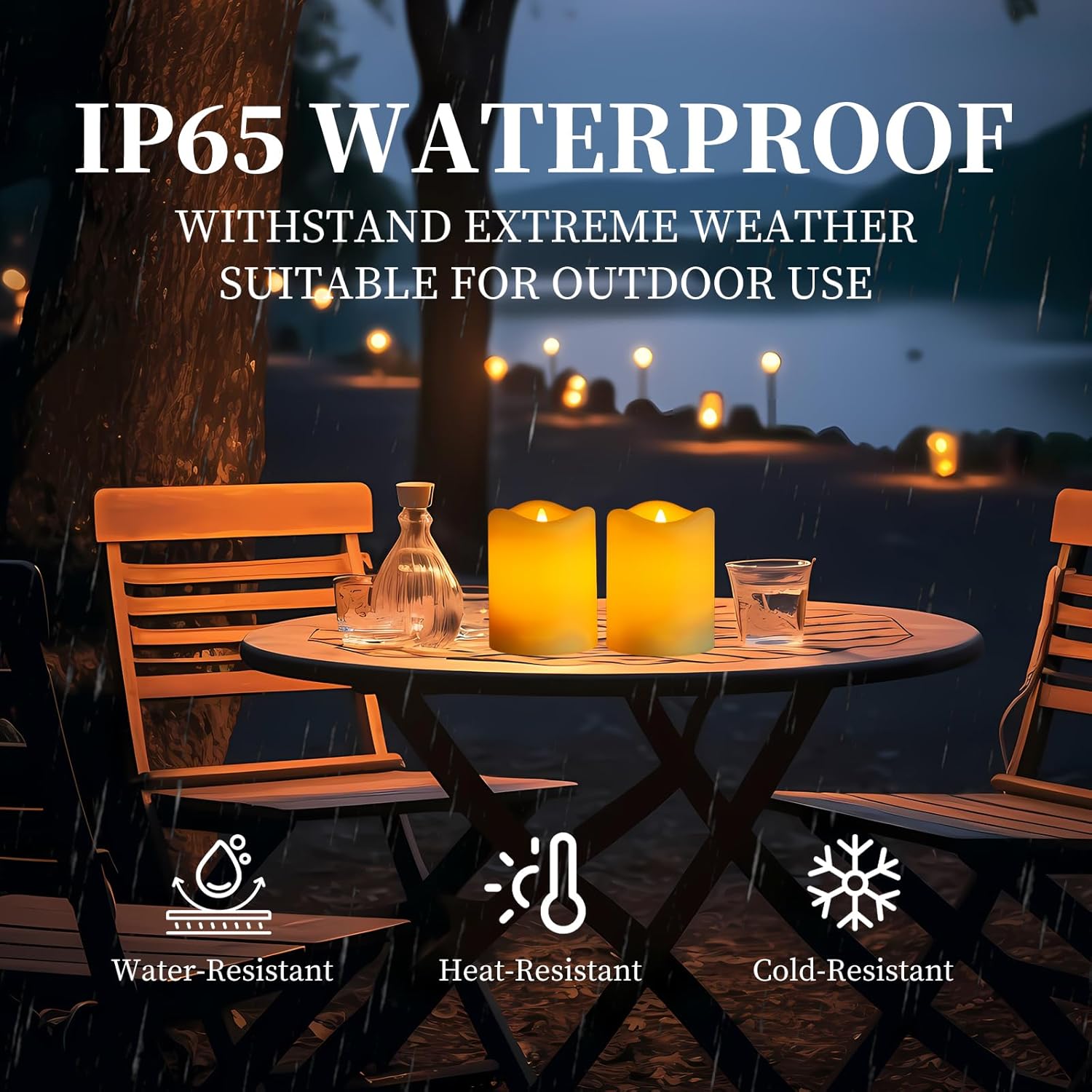 Solar Candles Outdoor Waterproof, 2 Pack Solar Flameless LED Rechargeable Candles with Flickering Glow, Dusk to Dawn Auto On/Off, Replaceable Battery, Lantern & Garden Decor, Holiday Gifts (3" x 4") - Image 6