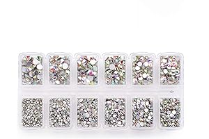 Zealer 1800Pcs Nail Art Rhinestones Flatback Round Crystals