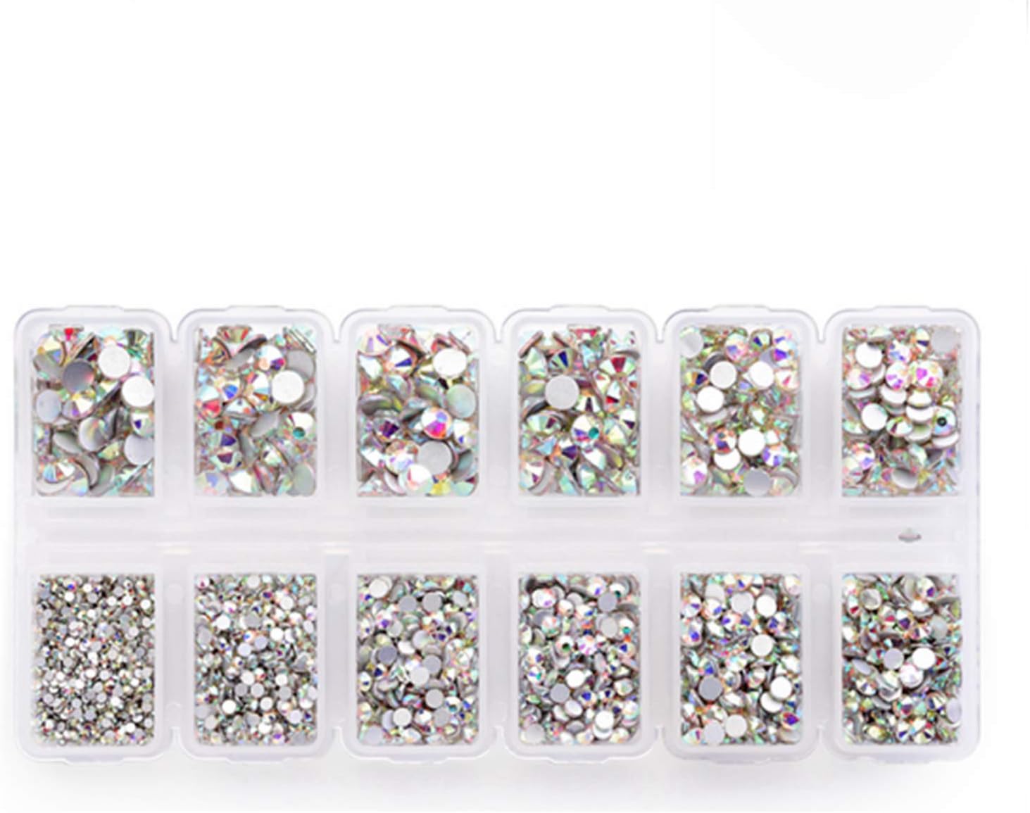 Zealer 1800pcs Crystals AB Nail Art Rhinestones Round Beads Top Grade Flatback Glass Charms Gems Stones for Nails Decoration Crafts Eye Makeup Clothes Shoes 300pcs Each (Mix SS3 6 10 12 16 20)