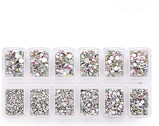 Zealer 1800pcs Crystals AB Nail Art Rhinestones Round Beads Top Grade Flatback Glass Charms Gems Stones for Nails Decoration Crafts Eye Makeup Clothes Shoes 300pcs Each (Mix SS3 6 10 12 16 20) - coolthings.us