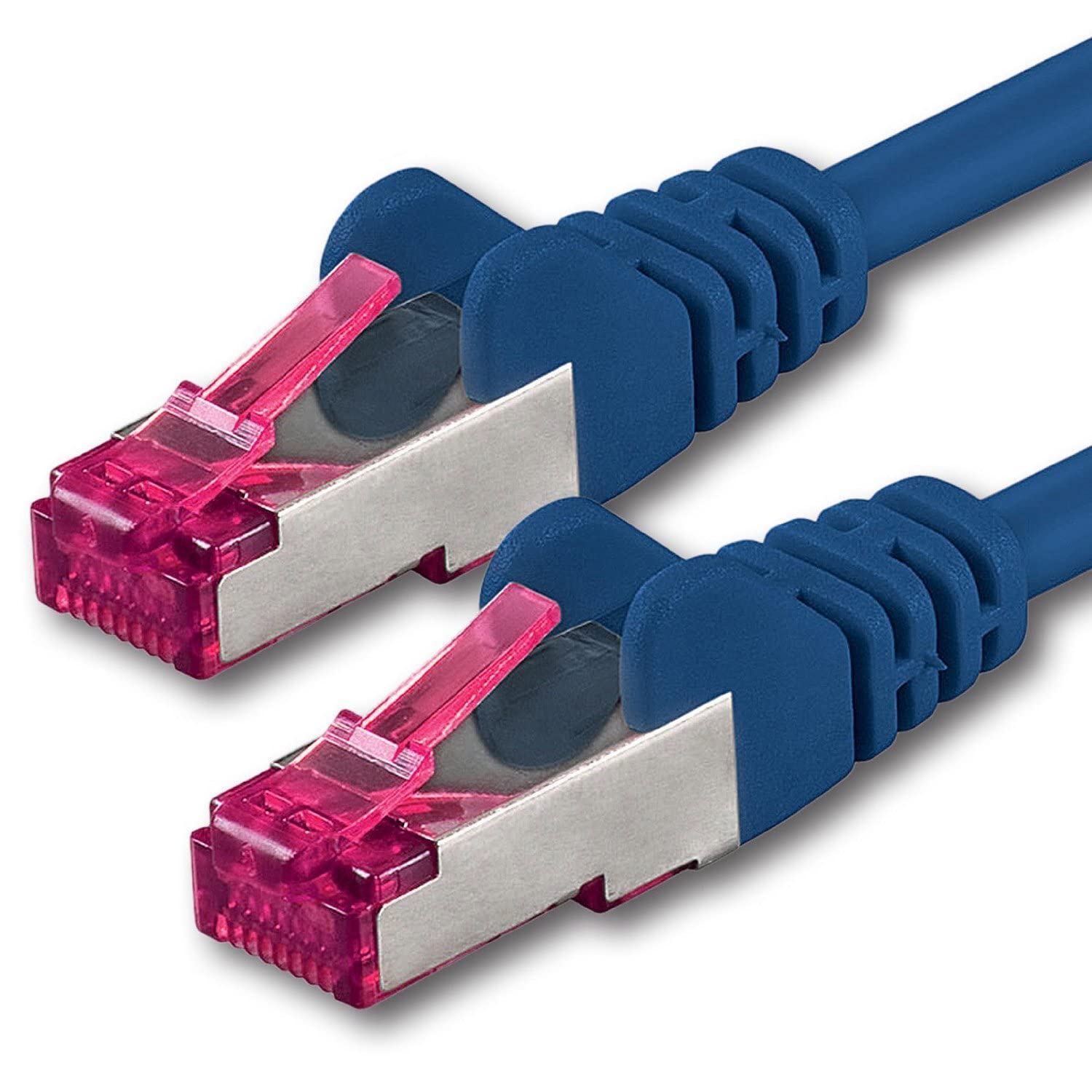 1aTTack.de 0,5m - blau - 1 Stück - Netzwerkkabel CAT6a (10Gb/s) S-FTP CAT 6a Lankabel - GHMT zertifiziert PIMF 500 MHz Cat5 Cat5e Cat6 Cat6a Cat7 für Switch, Router, Modem, Internet