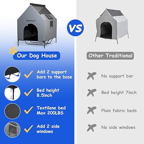 Miniatura 3 de Casa para perros de 48" para exterior e interior, casas para perros extra grandes resistentes a la intemperie 600D PVC con cama elevada para perros