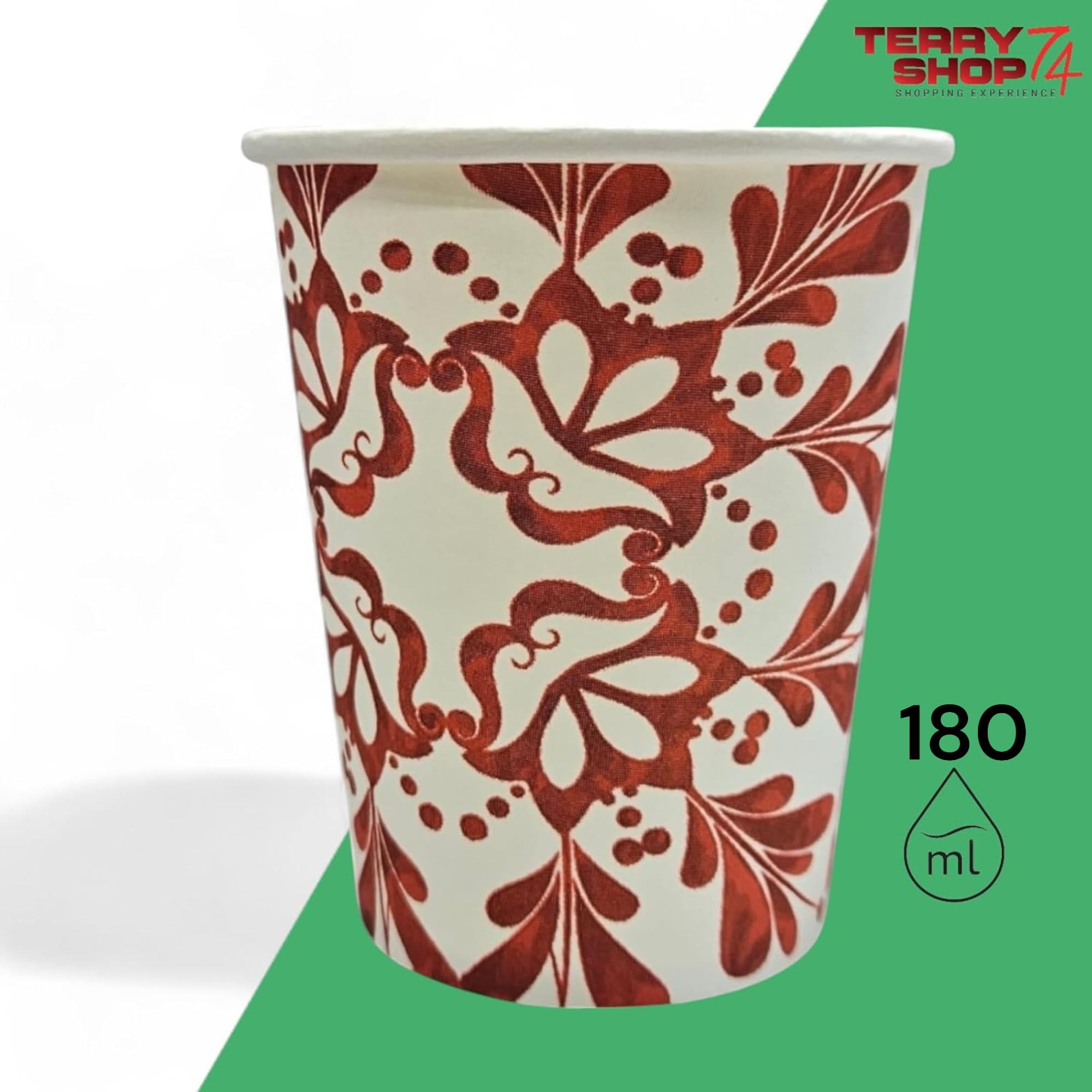 Terryshop74 Bicchieri in carta mod 180 XL Bevande calde e fredde bibite a prova di tenuta (XL Bianco, 100, unità