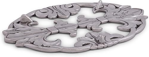 Miniatura 3 de Arthur Court Diseños de aluminio Fleur-De-Lis Salvamanteles sartenes calientes ollas platos o tetera tema francés 9.25 pulgadas x 7 pulgadas