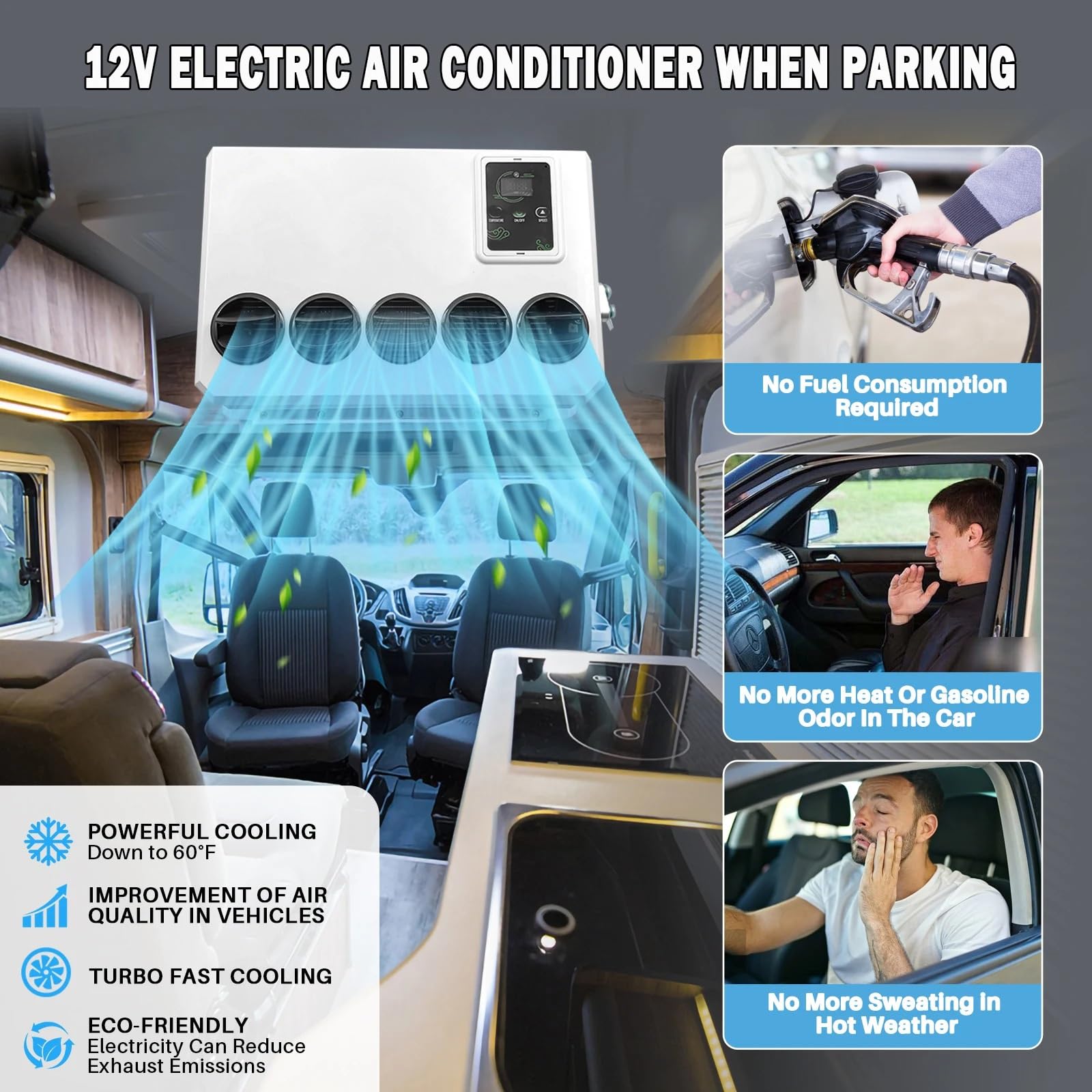 Unità di condizionamento d'aria, 12V 24V Universale Elettrico Parcheggio Aria Condizionata Condizionatore Split Sistema di Raffreddamento Per Tronco Escavatori Mietitrice,per casa e camper(Red 24V)