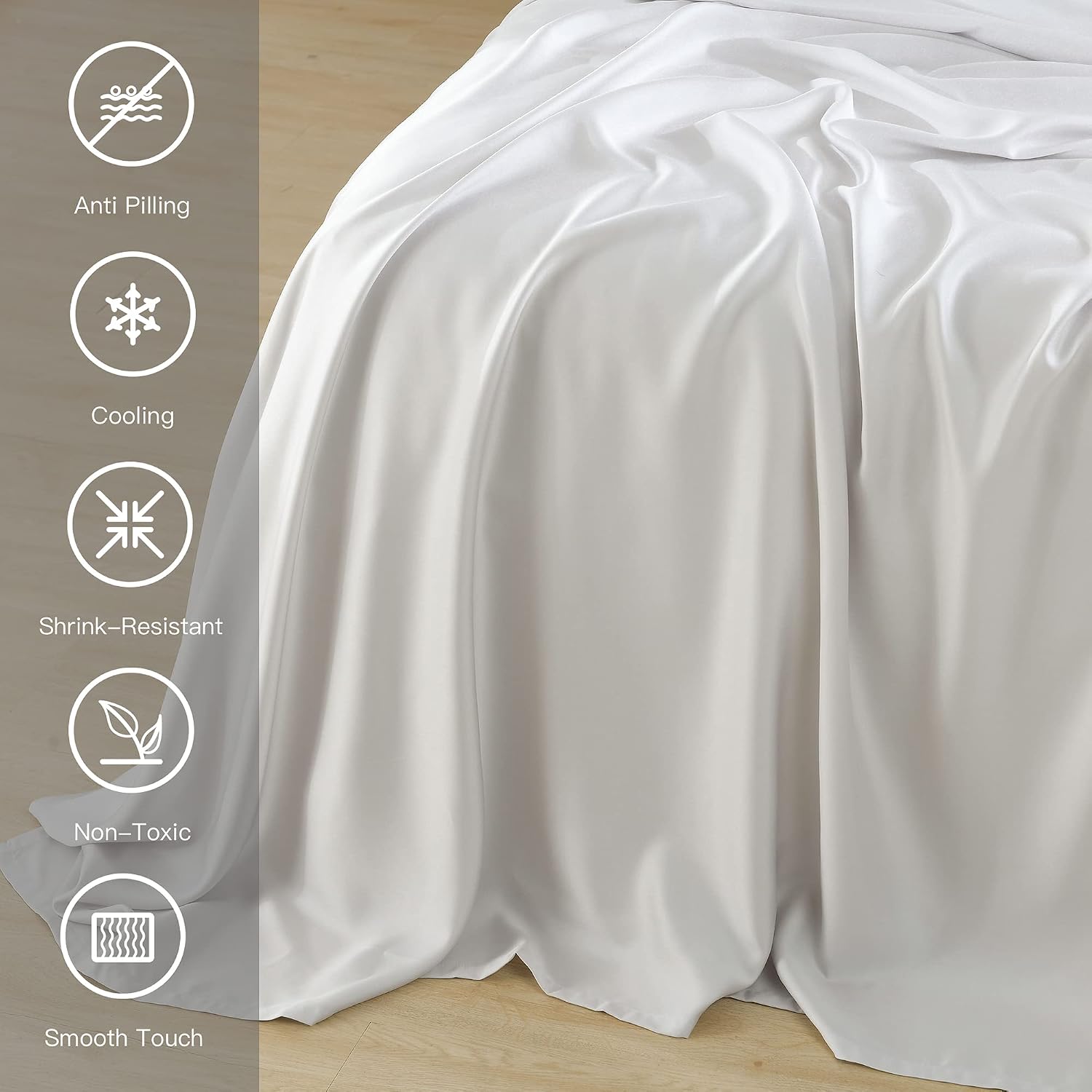 Buy 1 get 1 PANDATEX Super Soft 100% Bamboo Sheets King Size Light Grey 4 Pieces Cool & Breathable Bamboo Sheet Set Fits up to 18 inches Mattress, Natural Organic Eco Friendly Resists Wrinkle Bed Sheets