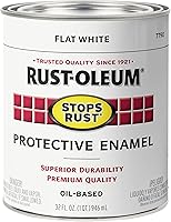 Vista 1 de Rust-Oleum 7790502 - Pintura antióxido para aplicación con brocha, cuarto de galón, blanco plano (paquete de 1)