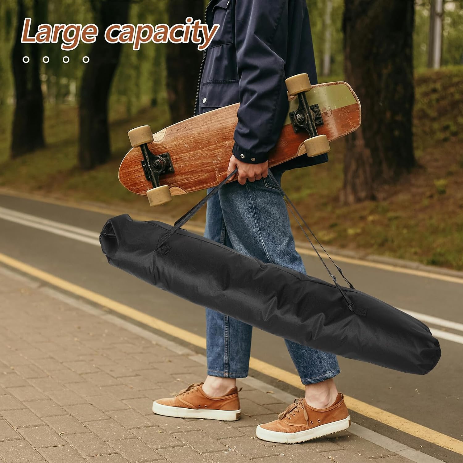 Alipis Skateboard Backpack Portable Carrying Bag with Adjustable Straps Waterproof 600d Oxford Fabric Skateboard Storage Bag for Outdoor Skateboarding