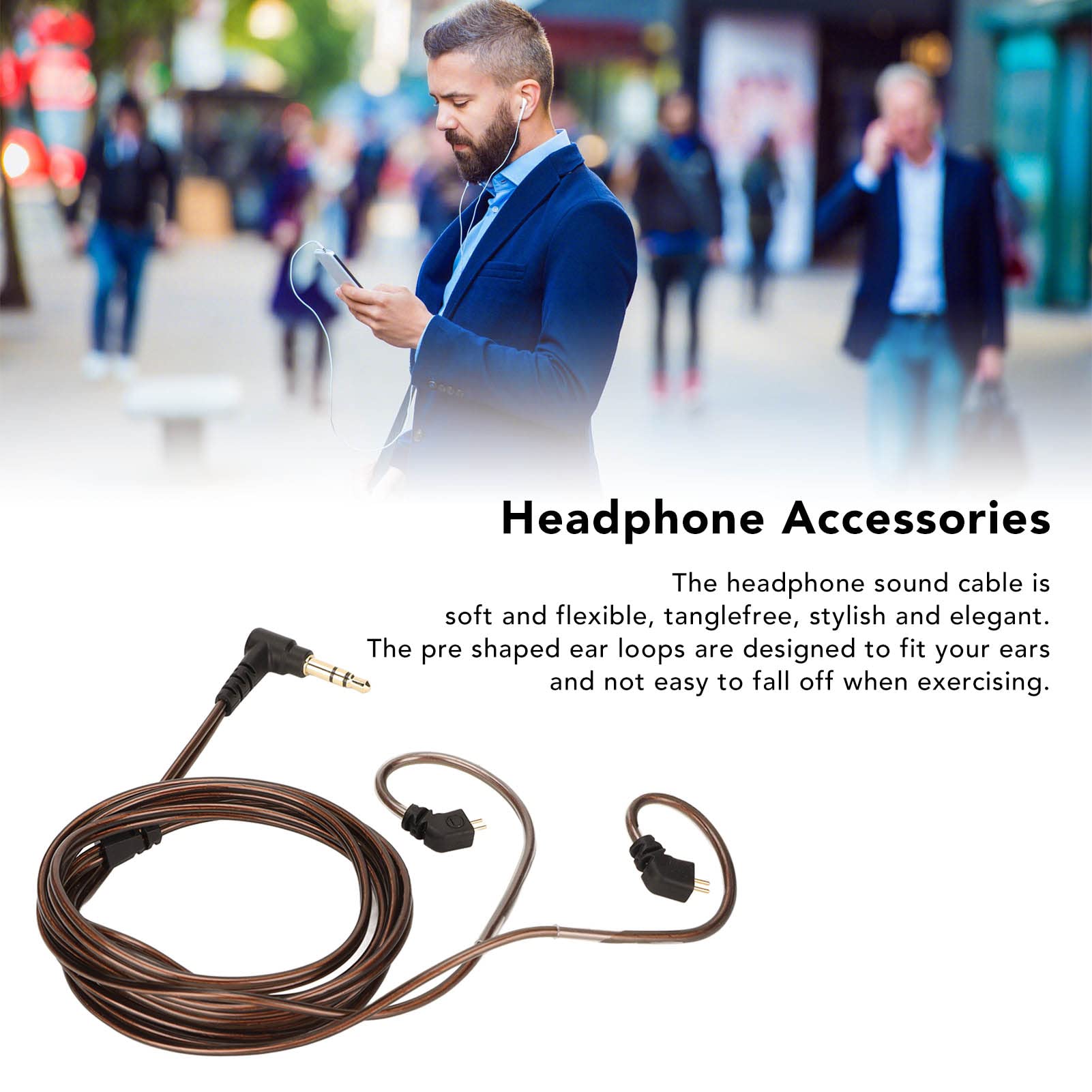 Lazmin112 3.5mm Headphone Sound Cable, Noise Reduction Earphone Upgrade Cord with Mic, OFC Core Wire - Image 4
