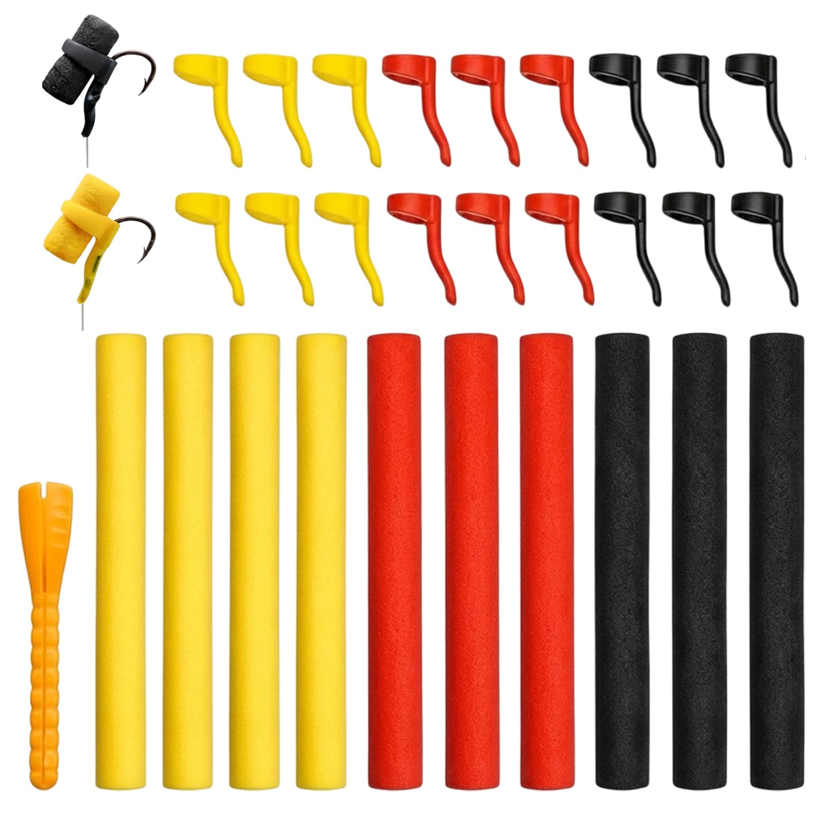 Zig Rig, Carp Fishing Tackle and Adjustable Zig Rig Kit, Complete Set with 10 Foam Sticks and 12 Protective Sleeves, Ideal for Various Fishing Conditions