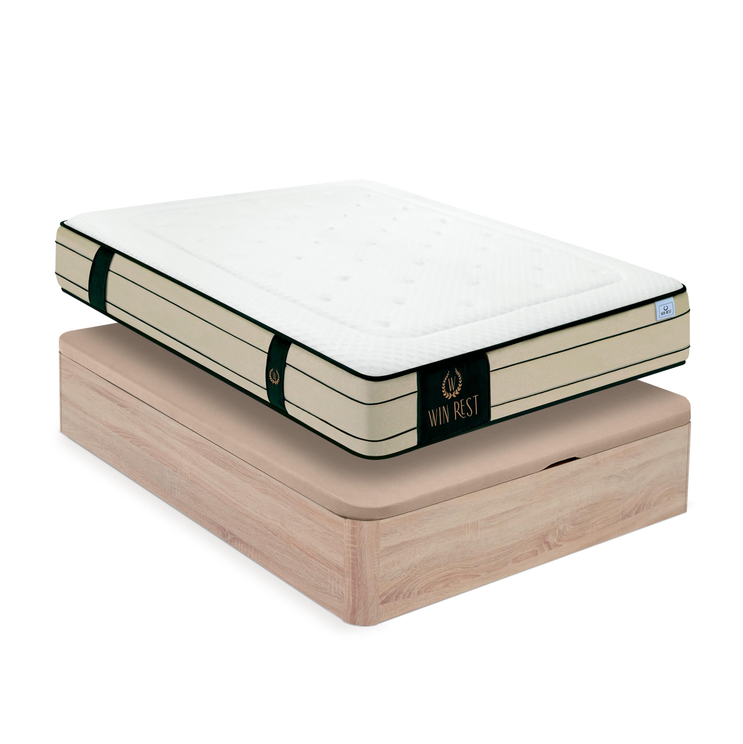 WIN REST - Pack Spazio : Canapé Spazio Cambria y Colchón Imperium | 135x190cm | Muelles y Espuma Ecosystem | Diseño Moderno y Funcional con Espacio de Almacenamiento Óptimo